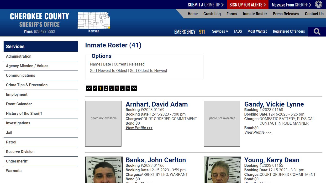 Inmate Roster (39) - Cherokee County Sheriff KS